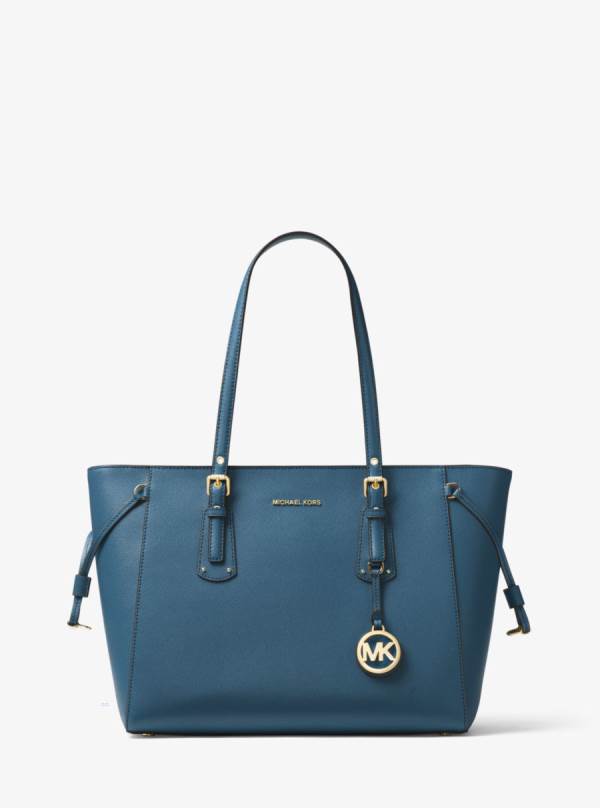 Damske Prenosná Taška Michael Kors Voyager Medium Crossgrain Leather Námornícka Modrá - Kabelky Michael Kors Nejlevnejsi | WRJOA-0368
